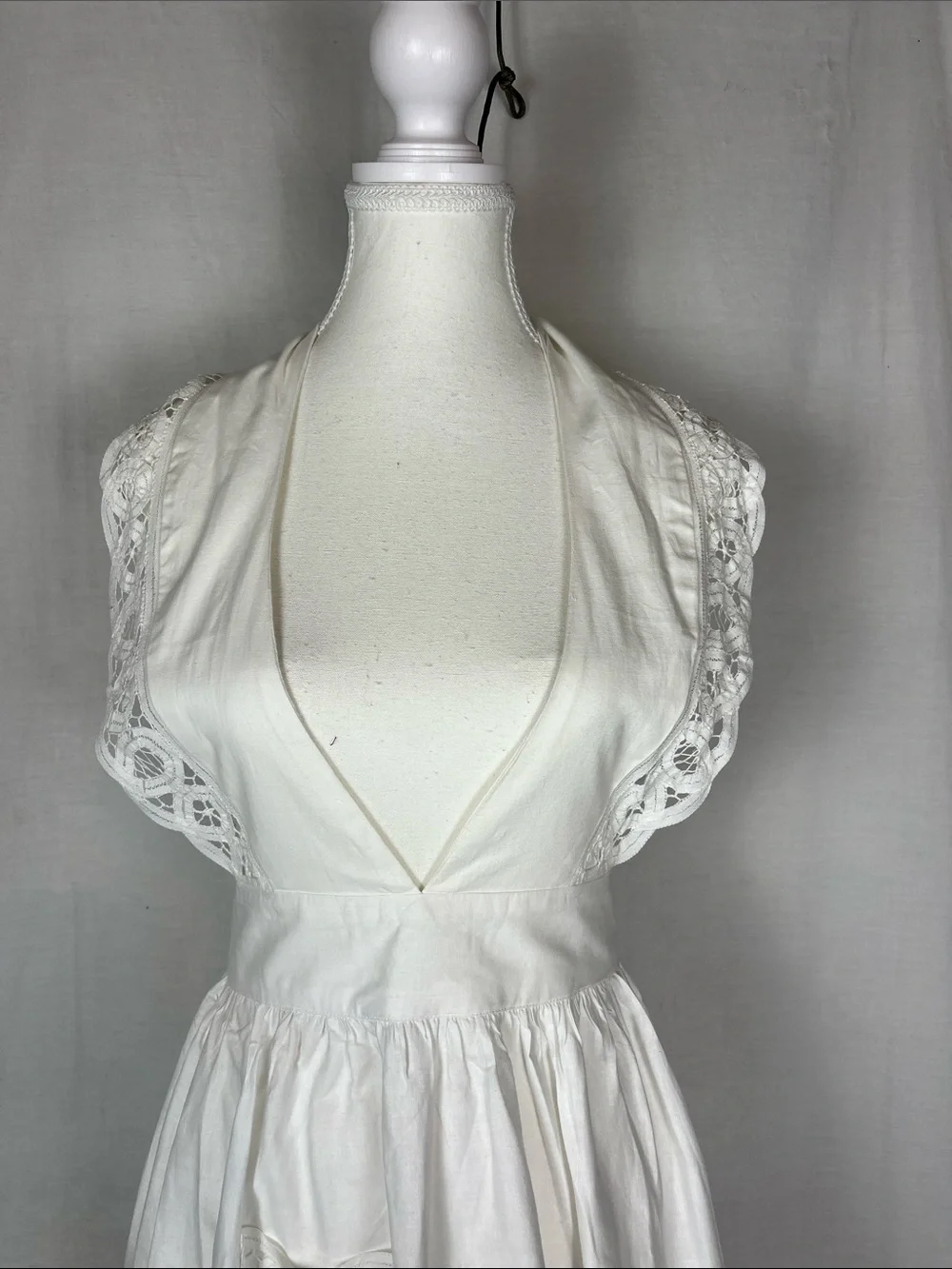 NWT Vintage 1990 Deadstock Handmade Batten Lace White Apron